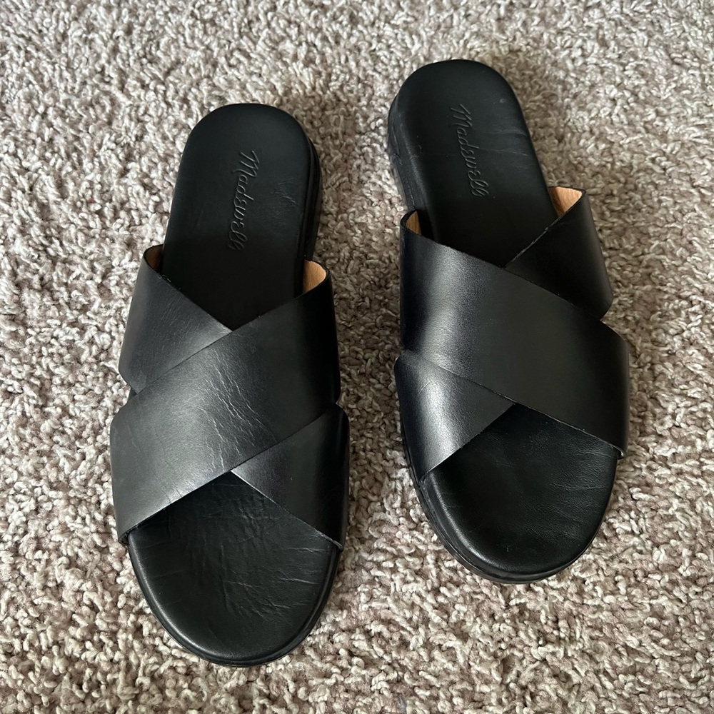 Madewell The Louisa Crisscross Slide | Black Sandal